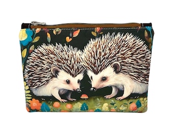 Hedgehogs Cosmetics Bag, Wash Bag, Handbag Organiser, Travel Bag, Passport Holder, Stocking Filler, Gift for Mum, Gift for Friend