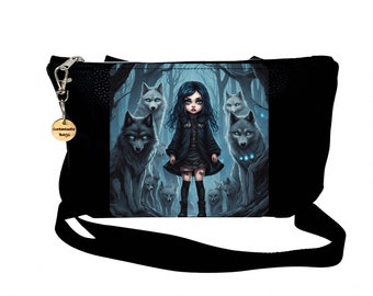 Den of Wolves Fantasy Art Crossbody Handbag, Shoulder Bag, Gift for Friend Girlfriend, Cute Bag, Christmas Gift