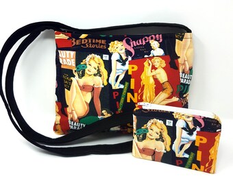 Vintage Pin Up Girl Tattoo Handbag Sailor Navy Bag Brown
