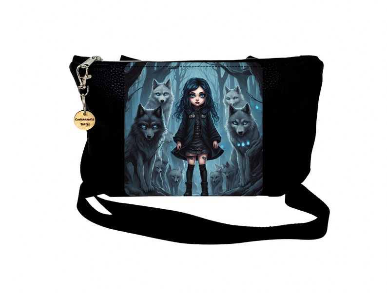 Den of Wolves Fantasy Art Crossbody Handbag, Shoulder Bag, Gift for Friend Girlfriend, Cute Bag, Christmas Gift image 1