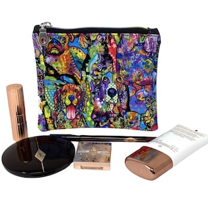 Neceser con diseño de perros de colores, neceser de maquillaje, neceser pequeño, bolsa con cremallera, organizador para el Día de la Madre, regalo para amantes de los perros, regalo de cumpleaños.