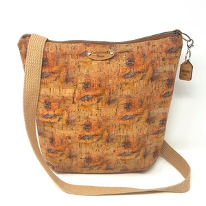 Cork Leather Brushstrokes Vegan Eco Friendly Handbag Purse, Gift for Her, Cork Purse, Vegan Leather, Green Ideas