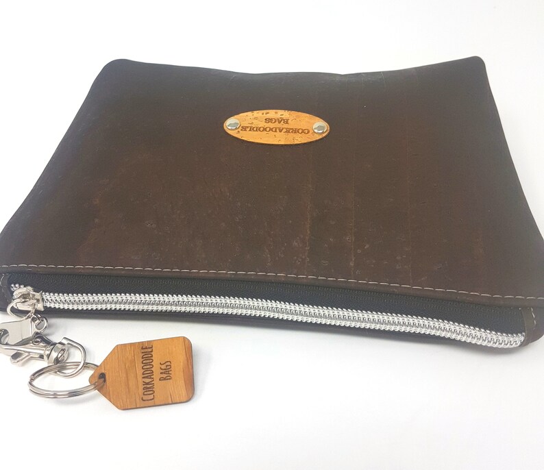 Zip Pouch Vegan Leather London Map /& Cork Leather Double Zip Purse Cork Purse British Theme Gift Green Ideas Gift for Her