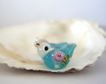 Bird Bead Pair Handmade Lampwork