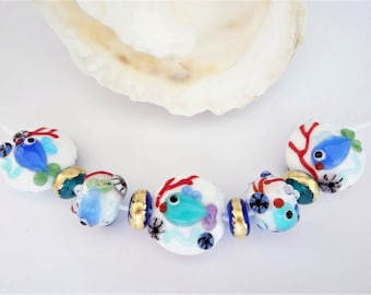 9 Handmade Lampwork Beads