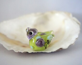 Bird Bead Pair Handmade Lampwork