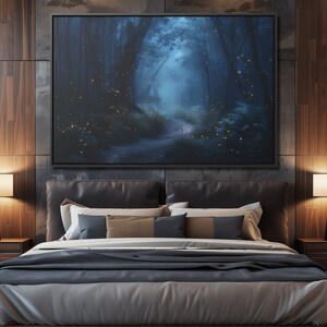 Firefly Patch, Lightning Bugs, Leinwand Kunst, Verzauberter Wald, Poster, Galerieverpackung, Dark Forest Kunstwerk, Dark Academia