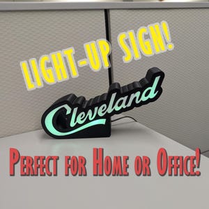 Cleveland Script Lightbox: Multicolor LED Desktop Sign