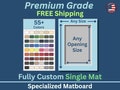 Fully Custom Premium Matboard Any Size | 50+ Colors | Acid Free | Custom Matboard | Any Opening and Outer Size | White Core | Single Matte