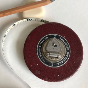 Antique Keuffel and Esser 75 ft Linen Measure Measuring Tape Leather Case  5 For Sale at 1stDibs