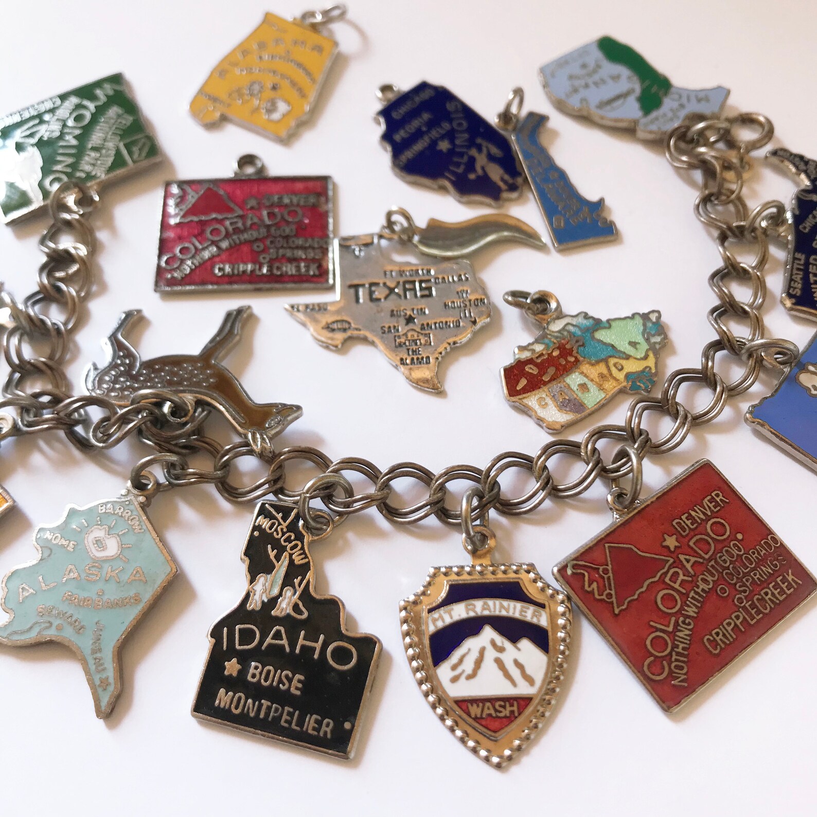 Vintage Enameled US State Charms. Sterling Silver. Travel Etsy
