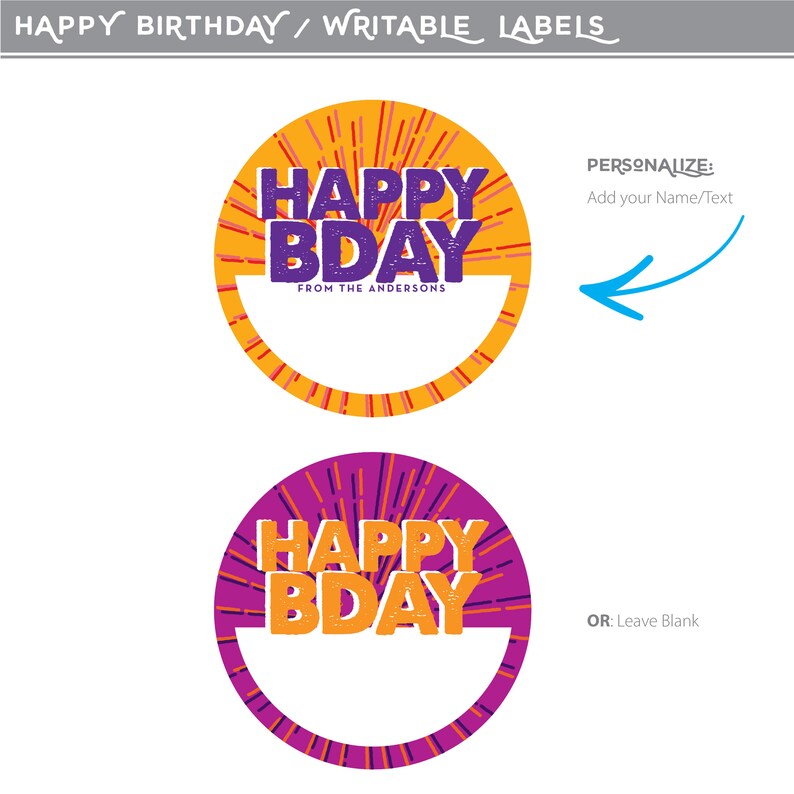 HAPPY BIRTHDAY STICKERS // Writable Custom Personalized Etsy