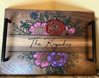 Handmade Resin Charcuterie Board, Epoxy and Walnut Wood Serving Board, Rectangle Resin Serving Plate, Personalized Wedding Gift