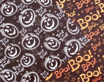 Jack 'O' Lantern - Boo! - Halloween - Pair of Reversible Cloth Lunch Napkins