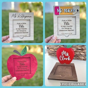 Porte-notes autocollant SVG - fichier numérique d'appréciation de l'enseignant - conception découpée au laser pour Glowforge ou Cricut