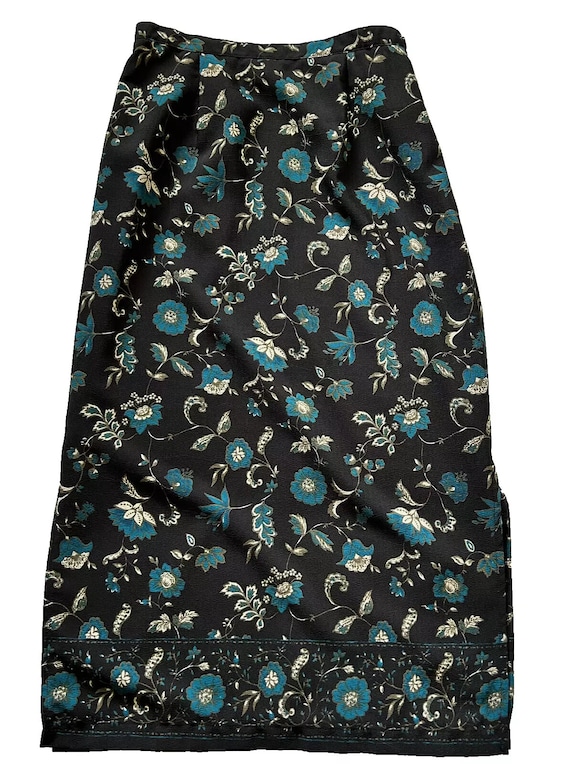 VTG Briggs Midi Skirt Straight Polyester Floral Bl