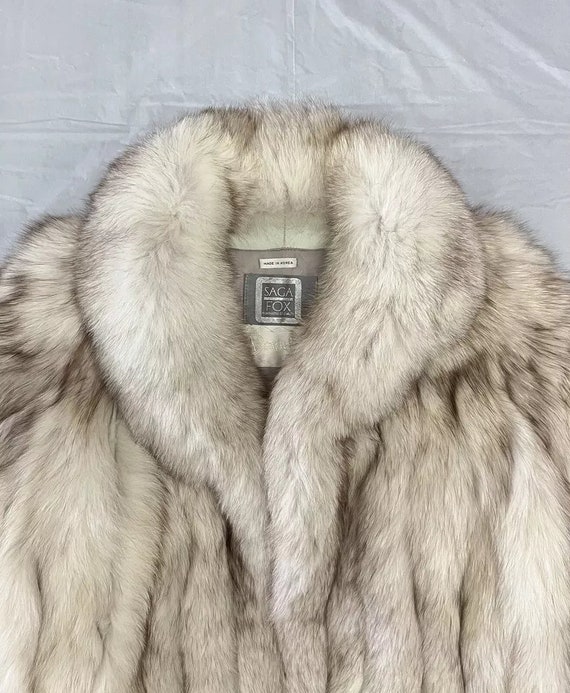 Vintage Saga Fox Fur Coat Large Beige Brown Womens