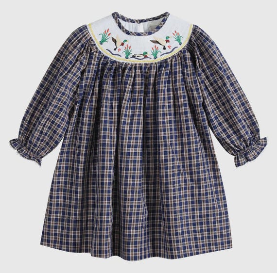 Buy Fall Smocked Mallard Duck Flannel Bishop Dress Online in India Etsy