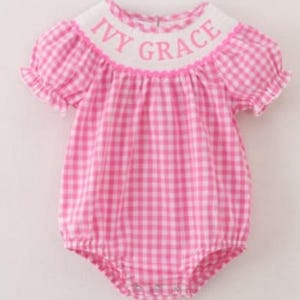 Pre-Order Custom Name Pink Gingham Strawberry Bubble main image 0