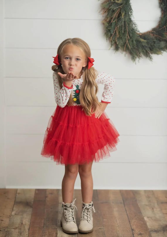 Christmas Tree Red and White Tulle Dress Etsy