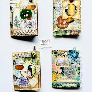 Mini journal Notebook Handmade Mini Carnet Booklet Original Functional Junk Journal Insert Gift for Her Happy Mail With Unique Eco Dye Pages