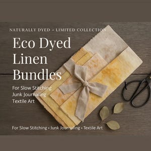 Eco Printed Linen Bundle 6 squares Earth Tones Botanical Dye For Slow Stitching Boro Quilting Journaling Mindful Sewing Gift for Artist