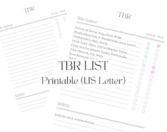TBR Reading Journal Book Journal Printable PDF for To Be Read Books To Read