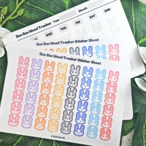 Rastreador de estado de ánimo: Emoción de conejo, sentimientos, pegatinas Emoji con tarjeta de seguimiento para la salud mental para Bullet Journal Emotional Wellness
