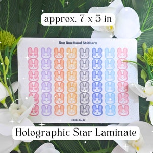 Mood Tracker Emoji-stickers konijn voor geestelijke gezondheid Emotionele wellnessgevoelens Grafiek & Mood Tracker-stickers voor Wellness-dagboekplanners