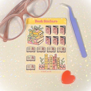 Book Stickers for Journals and Planners - Cat, Bookish Designs for Reading Journals and Scrapbook Decor