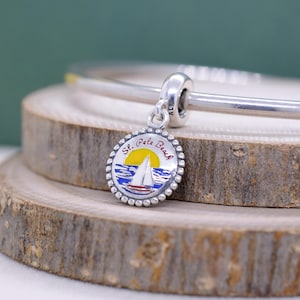 925 Sterling silver Exclusive St. Pete Beach Sailboat Dangle Charm For Charm Bracelet  /Gift for friends / Gift for her / Travel Pendant