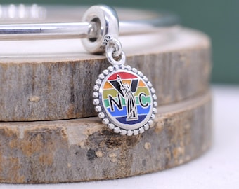 Colgante de viaje de plata esterlina con diseño de Nueva York - Recuerdo de la ciudad de Nueva York