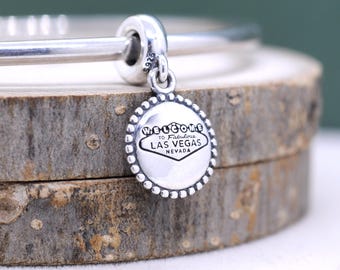 Exclusivo dije colgante de plata de ley 925 "Welcome To Fabulous LAS VEGAS" para pulsera de dijes / Regalo para amigos / Regalo para ella / Colgante de viaje