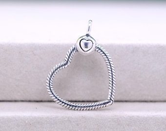 925 Sterling silver Heart Charm Carrier /Moments Heart O Pendant / Mother’s Day Gift / Gift for her / Pendant /With up to three charms