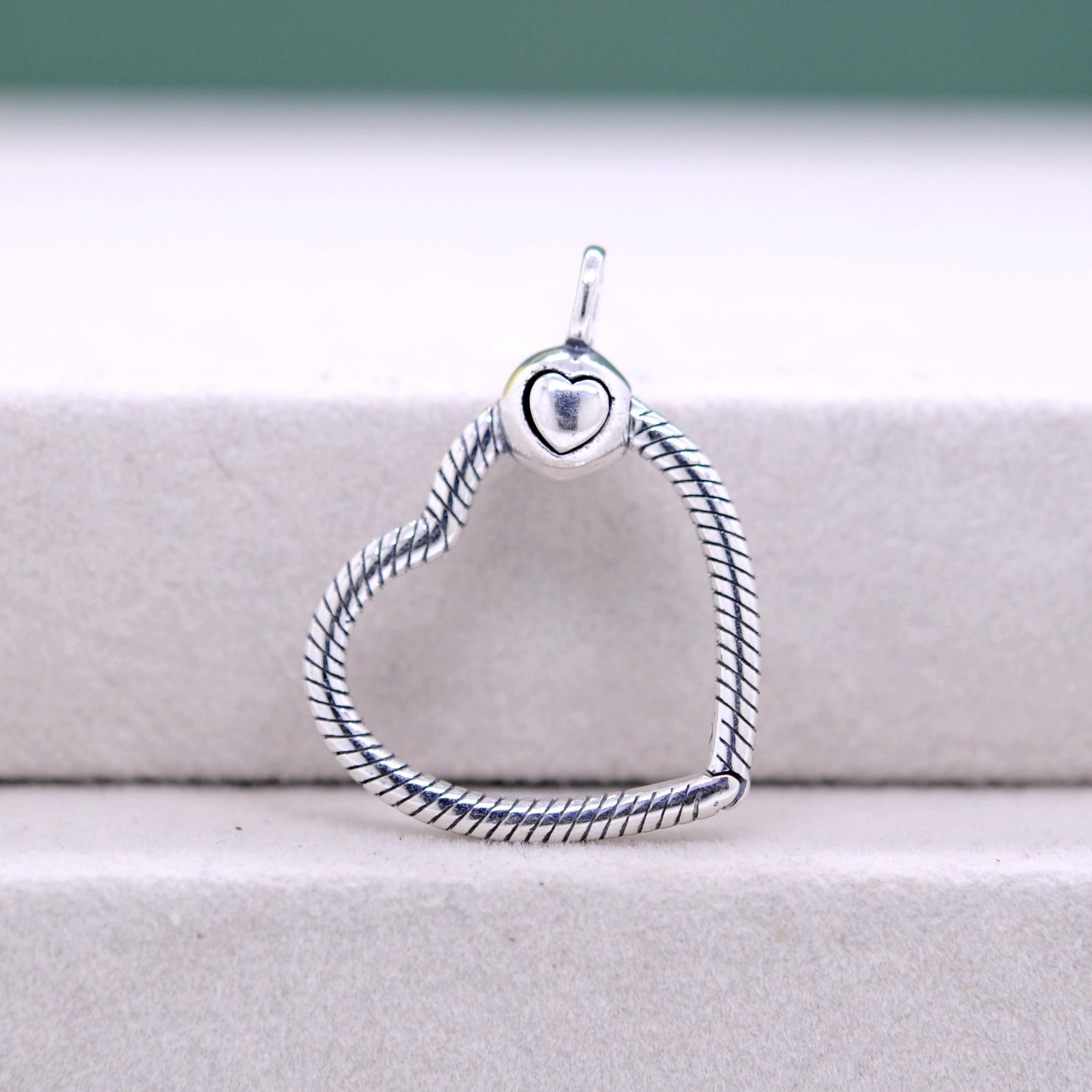 925 Sterling Silver Heart Charm Carrier ,moments Heart O Pendant 