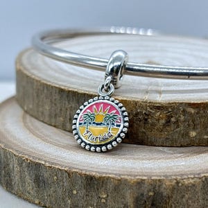 Dije colgante de plata de ley 925 con diseño icónico de puesta de sol en la playa, exclusivo de Florida, para pulsera, regalo del Día de la Madre, regalo para ella o colgante de viaje.