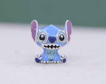 Sterling Silver Enamel Stitch Charm, Handmade Bead
