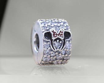 Sterling Silber Disney Park Micky Minnie Pave Clip Anhänger/Für Bettelarmband/Geburtstagsgeschenk/Geschenk für Freunde/Geschenk für Mutter/Geschenke für sie