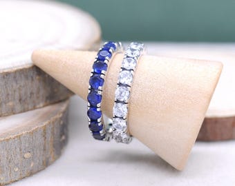 Anillo de eternidad de fila brillante de plata esterlina 925, regalo para ella, regalo para amante, regalo para madre, regalos de cumpleaños