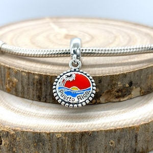 925 Sterling silver Exclusive Puerto Rico Dangle Charm For Charm Bracelet  /Mother’s Day Gift / Gift for her/Travel Pendant Charm