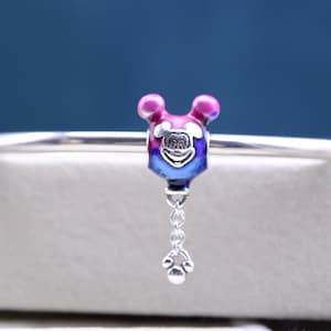 Handmade Sterling silver Mickey Balloon & Mickey Silhouette Hanging Charm Fit Necklaces and Bracelets / Pendant Necklaces / Women Girl Gift