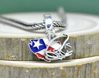 Sterling silver Puerto Rico Frog Dangle Charm : Travel Pendant