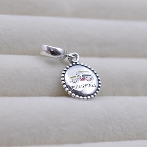 手作りスターリングシルバーフィリピンジープニーチャーム：エナメル