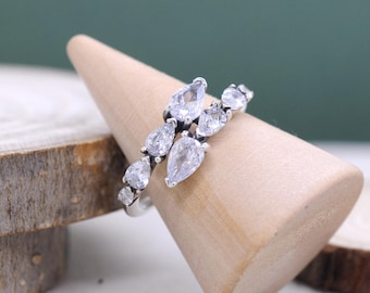 Anillo de banda superpuesta brillante de plata de ley 925