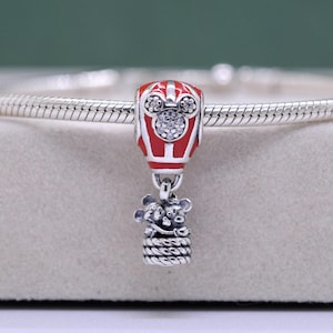 Sterling silver Minnie And Mickey True Love Hot Air Balloon Charm / Fit Necklaces Bracelets /Jewelry for Women Girl Gift / Gift for friends