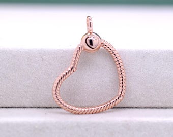 Charm de corazón chapado en oro rosa de 14 quilates / Colgante Moments Heart O