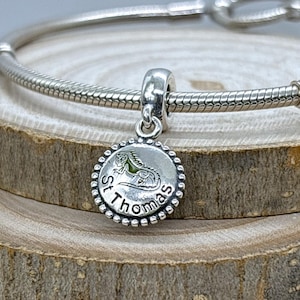 925 Sterling silver Exclusive St. Thomas Dangle Charm / For Charm Bracelet /Gift for friends / Travel Charm / Pendant Charm /Birthday Gift