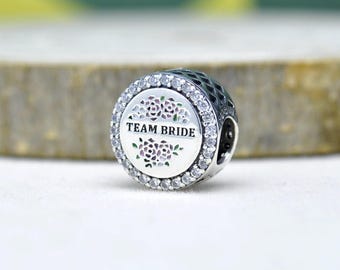 Sterling silver Exclusive Team Bride Charm / Button Travel Charm