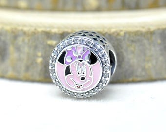 Sterling silver Minnie Mouse 96th Anniversary Exclusive Charm , Enamel & CZ, Anniversary Gift