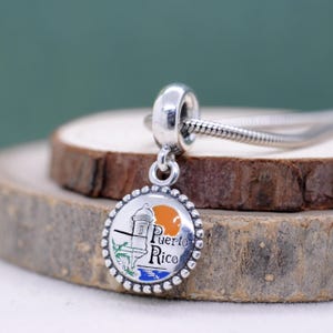 925 Sterling silver Exclusive Puerto Rico Dangle Charm /For Charm Bracelet Necklace/ Beach Sunset Travel Charm /Pendant Charm /Gift for her